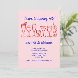 Whimsical Cocktail Drinks Custom Geburtstagsparty Einladung