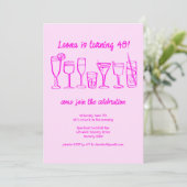 Whimsical Cocktail Drinks Custom Geburtstagsparty Einladung (Stehend Vorderseite)