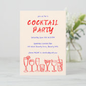 Whimsical Cocktail Drinks Custom Geburtstagsparty Einladung (Stehend Vorderseite)
