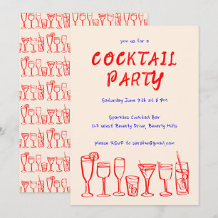 Whimsical Cocktail Drinks Custom Geburtstagsparty Einladung