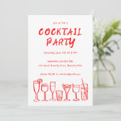 Whimsical Cocktail Drinks Custom Geburtstagsparty Einladung (Stehend Vorderseite)