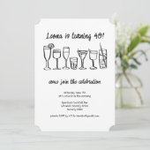 Whimsical Cocktail Drinks Custom Geburtstagsparty Einladung (Stehend Vorderseite)