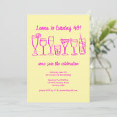 Whimsical Cocktail Drinks Custom Geburtstagsparty Einladung (Stehend Vorderseite)