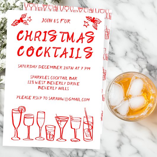 Whimsical Cocktail Drinks Custom Holiday Party Einladung