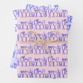 Whimsical Cocktail Drinks Party Blaues Geschenk Geschenkpapier Set (Beispiel)