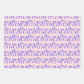 Whimsical Cocktail Drinks Party Blaues Geschenk Geschenkpapier Set (Vorderseite)