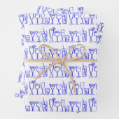 Whimsical Cocktail Drinks Party Blaues Geschenk Geschenkpapier Set (Beispiel)