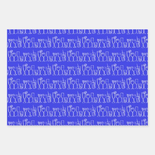 Whimsical Cocktail Drinks Party Blaues Geschenk Geschenkpapier Set (Vorderseite 2)