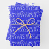 Whimsical Cocktail Drinks Party Blaues Geschenk Geschenkpapier Set (Beispiel)