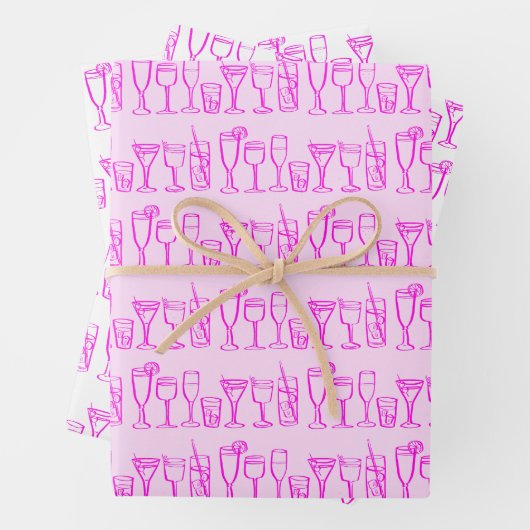 Whimsical Cocktail Drinks Party Rosa Geschenk Geschenkpapier Set (Beispiel)