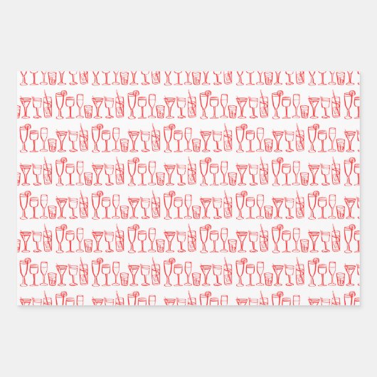 Whimsical Cocktail Drinks Wein Party Farbiges Gesc Geschenkpapier Set (Vorderseite)