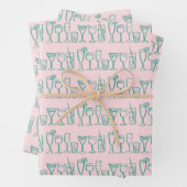 Whimsical Cocktail Drinks Wein Party Farbiges Gesc Geschenkpapier Set (Beispiel)