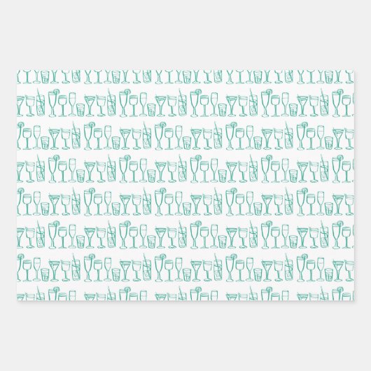 Whimsical Cocktail Drinks Wein Party Weihnachten Geschenkpapier Set (Vorderseite 3)