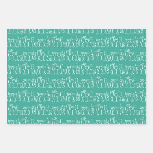 Whimsical Cocktail Drinks Wein Party Weihnachten Geschenkpapier Set (Vorderseite 2)