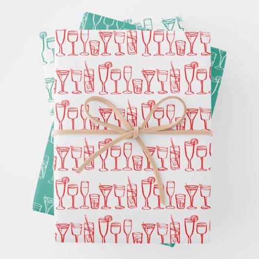 Whimsical Cocktail Drinks Wein Party Weihnachten Geschenkpapier Set (Beispiel)