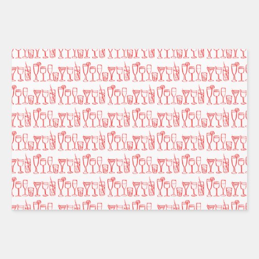 Whimsical Cocktail Drinks Wein Party Weihnachten Geschenkpapier Set (Vorderseite)