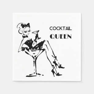 Whimsical Cocktail Queen - Glam Party Vibe Serviette