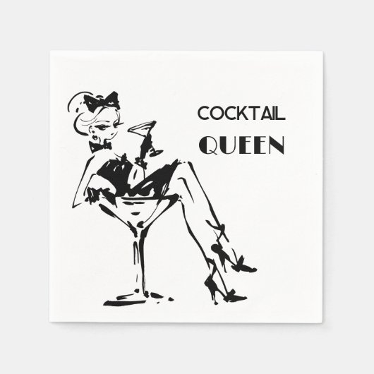 Whimsical Cocktail Queen - Glam Party Vibe Serviette (Vorderseite)