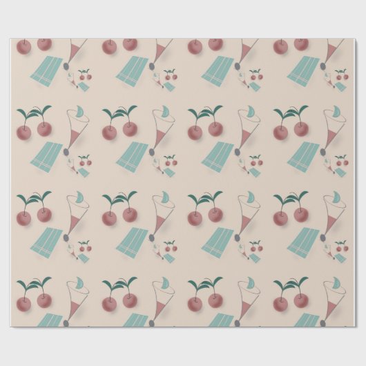 Whimsical cocktail wrapping paper geschenkpapier (Flach)