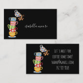 Whimsical Coffee Cups Treffen wir uns für den Kaff Telefonnummerkarte (Vorne/Hinten)