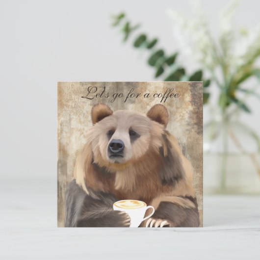 Whimsical Coffee Drink Bär | Lasst uns aufholen! Einladung (Stehend Vorderseite)