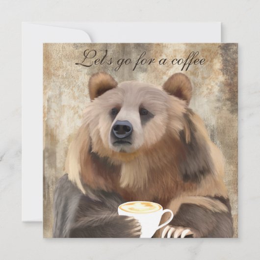 Whimsical Coffee Drink Bär | Lasst uns aufholen! Einladung (Vorderseite)