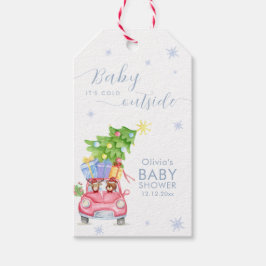 Whimsical Cold Outside Reindeer Bear Baby Shower  Geschenkanhänger