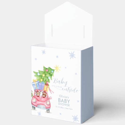 Whimsical Cold Outside Reindeer Bear Baby Shower Geschenkschachtel (Offen)