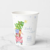 Whimsical Cold Outside Reindeer Bear Baby Shower Pappbecher (Rückseite)