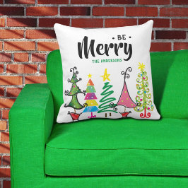 Whimsical Colorful Be frohe Weihnachts-Throw Kisse Kissen