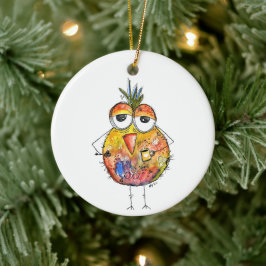Whimsical Colorful Bird Drink Kaffee Keramik Ornament