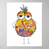 Whimsical Colorful Bird Drink Kaffee Poster (Vorne)