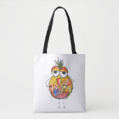 Whimsical Colorful Bird Drink Kaffee Tote Tasche (Vorderseite)