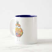 Whimsical Colorful Bird Drink Kaffee Zweifarbige Tasse (Vorderseite Links)