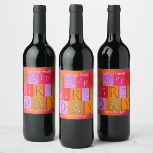Whimsical Colorful Birthday Wine Label Weinetikett (Flaschen)