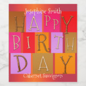 Whimsical Colorful Birthday Wine Label Weinetikett (Einzelnes Label)