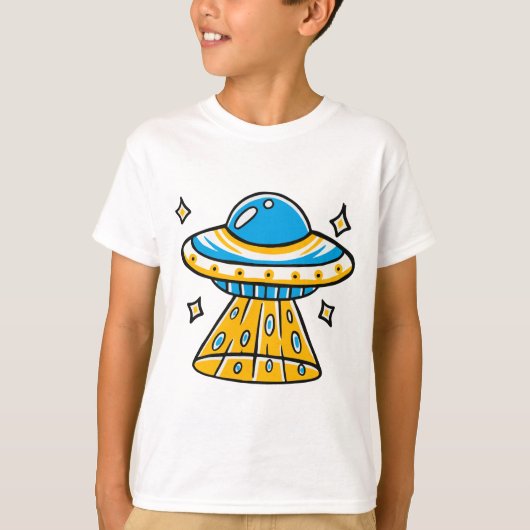 Whimsical Colorful Cartoon Space UFO T-Shirt (Vorderseite)
