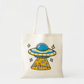 Whimsical Colorful Cartoon Space UFO Tragetasche (Vorne)