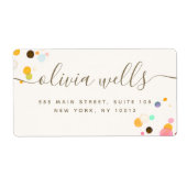 Whimsical Colorful Confetti Signature Script Labe (Vorne)