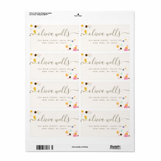 Whimsical Colorful Confetti Signature Script Labe (Vorne)