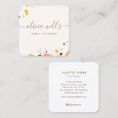 Whimsical Colorful Confetti Signature Script Quadratische Visitenkarte (Vorne/Hinten)