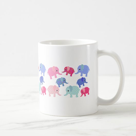 Whimsical Colorful Elephants Coffee Mug Kaffeetasse (Rechts)