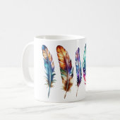 Whimsical Colorful Feather Art - Boho Graphic Tea Kaffeetasse (Vorderseite Links)