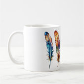 Whimsical Colorful Feather Art - Boho Graphic Tea Kaffeetasse (Links)