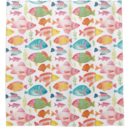 "Whimsical Colorful Fish Dusche Vorhang (Vorderseite)