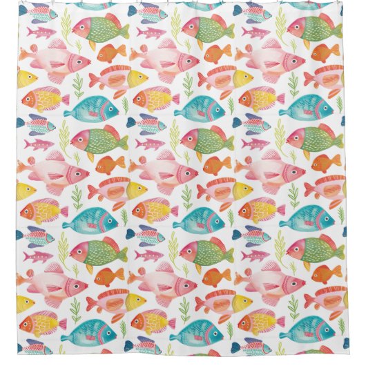 Whimsical Colorful Fish Dusche Vorhang (Vorderseite)