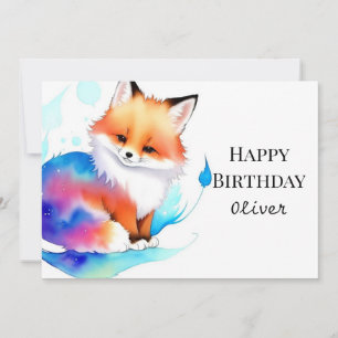 Whimsical Colorful Fox Geburtstag Karte