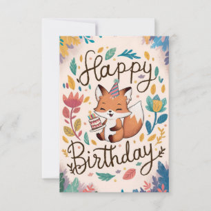 Whimsical Colorful Fox Geburtstag Karte
