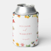 Whimsical Colorful Fun Tropical Flamingle Hochzeit Dosenkühler (Kanne Vorderseite)