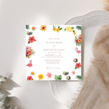 Whimsical Colorful Fun Tropical Flamingle Hochzeit
